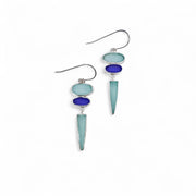 Triple Bezel Seaglass Drop Earrings