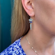 Triple Bezel Seaglass Drop Earrings