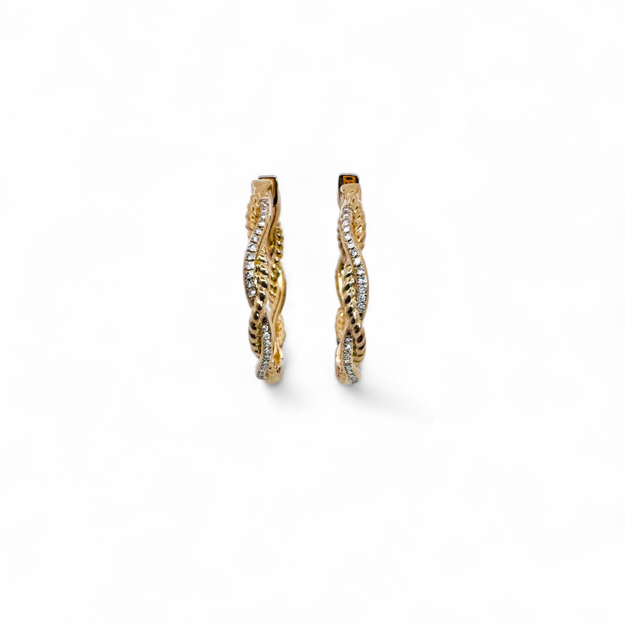 14k Diamond Braided Hoops