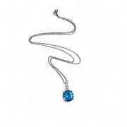 14k Blue Topaz Diamond Drop Necklace