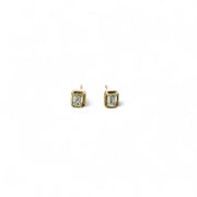 14k Emerald Cut Diamond Post Earrings