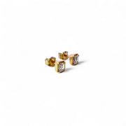 14k Emerald Cut Diamond Post Earrings