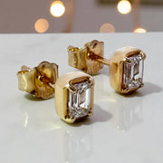 14k Emerald Cut Diamond Post Earrings
