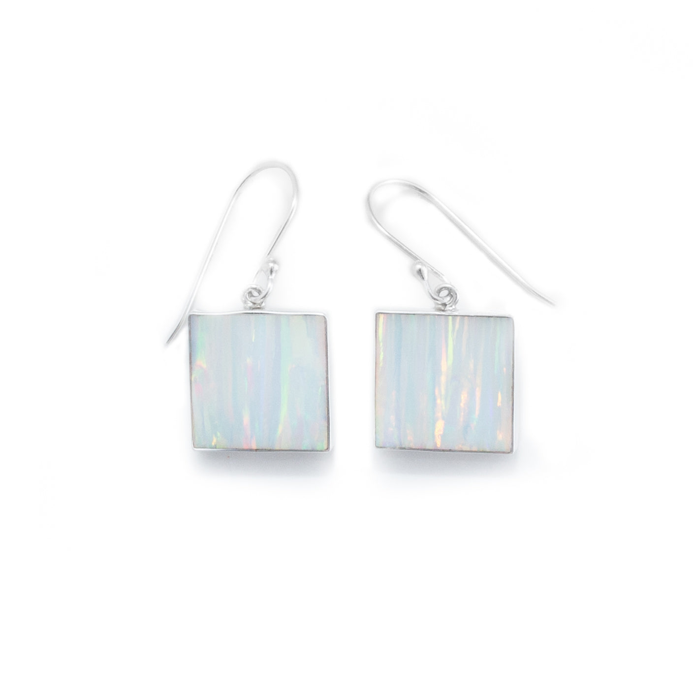Lab Opal Square Earrings