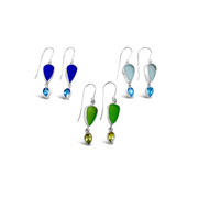 Seaglass and Gemstone Dangle Earrings