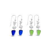 Starfish and Shell Seaglass Dangle Earrings