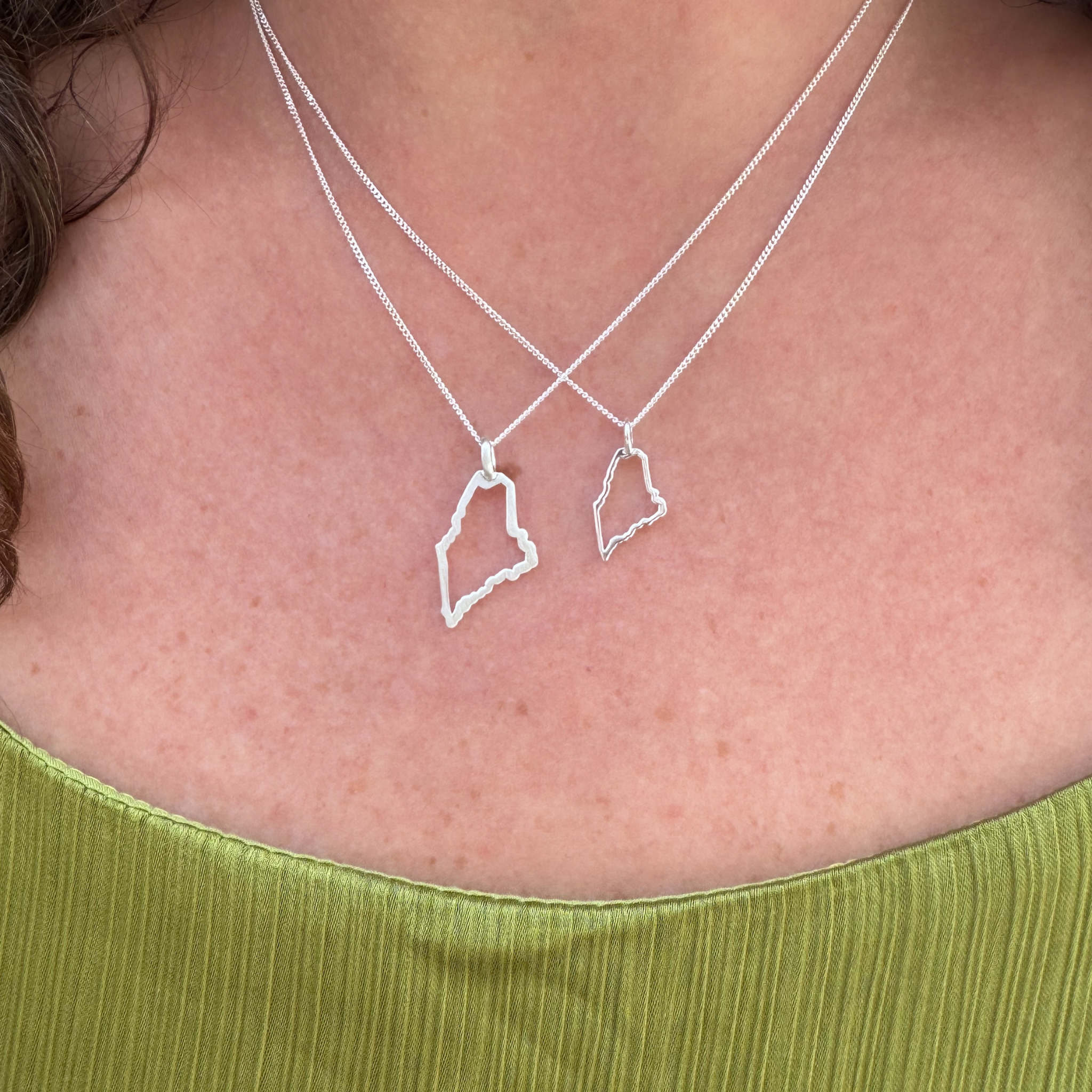 The Maine Outline Necklace in Sterling Silver
