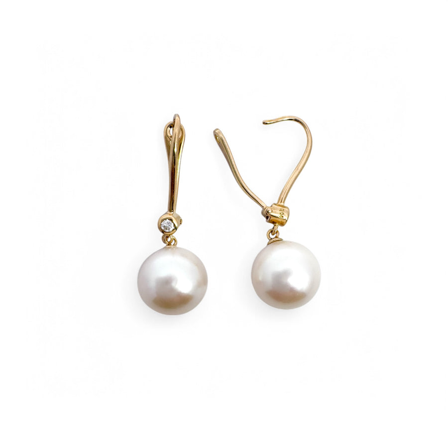 18k Pearl and Diamond Drop Earrings