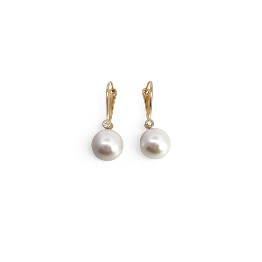 18k Pearl and Diamond Drop Earrings