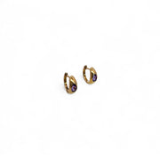 14k Amethyst Rounded Huggie Hoops