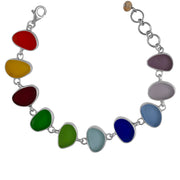 Rainbow Sea Glass Sterling Silver Bracelet