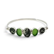 Sea Glass and Pottery Sterling Silver Bracelet