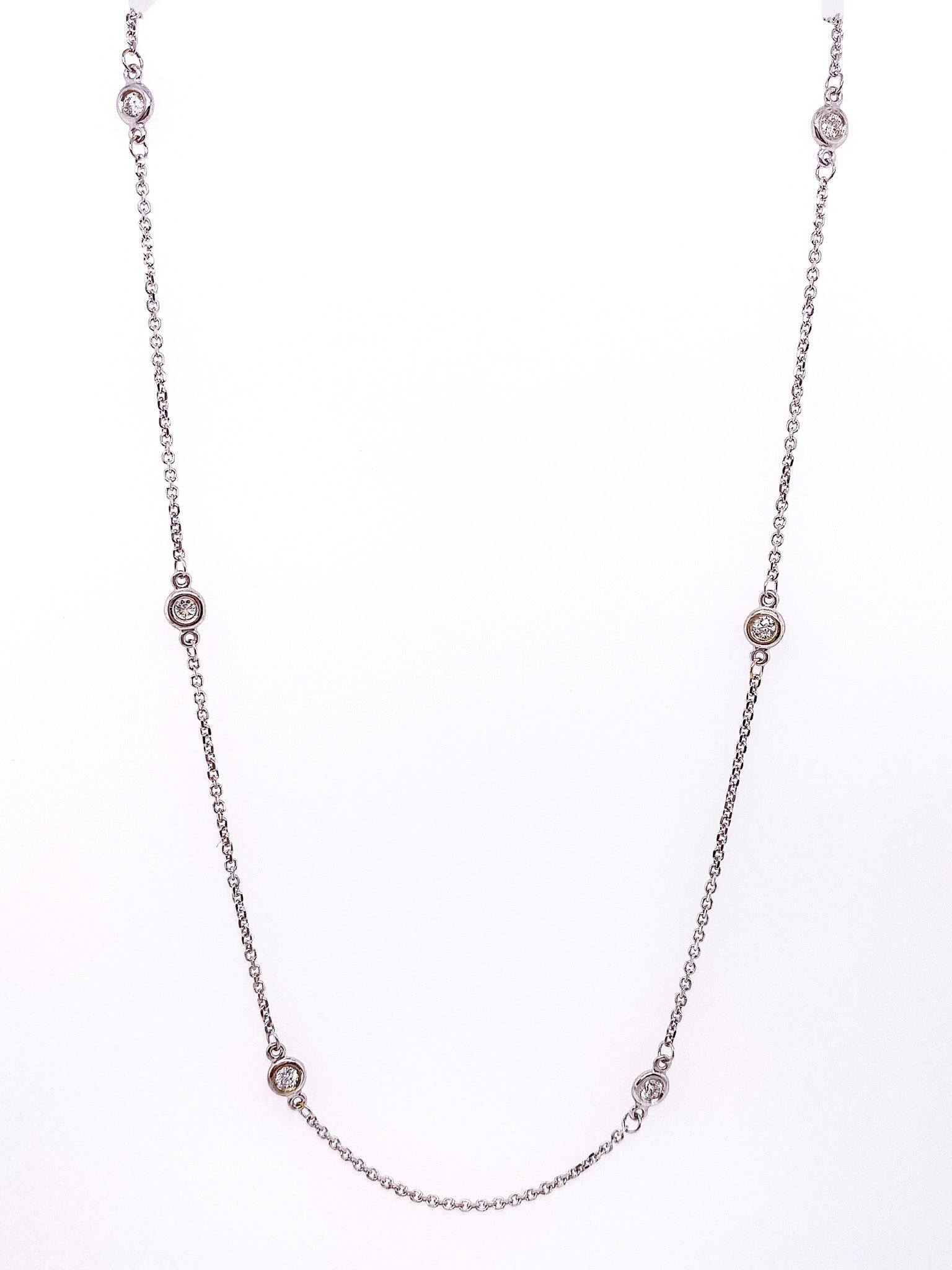 14k Diamond Bezel Station Necklace