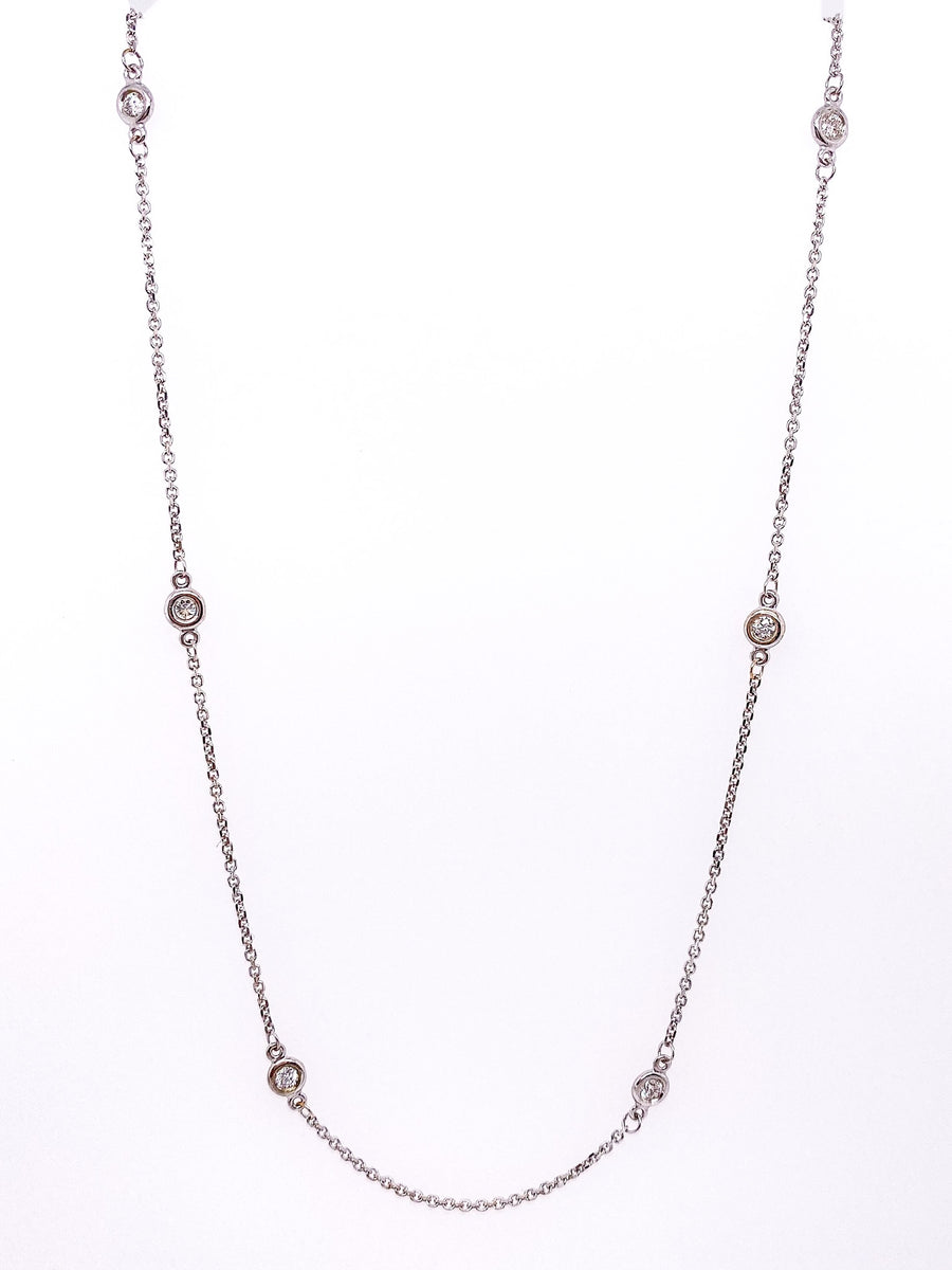 14k Diamond Bezel Station Necklace