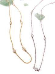 14k Diamond Bezel Station Necklace