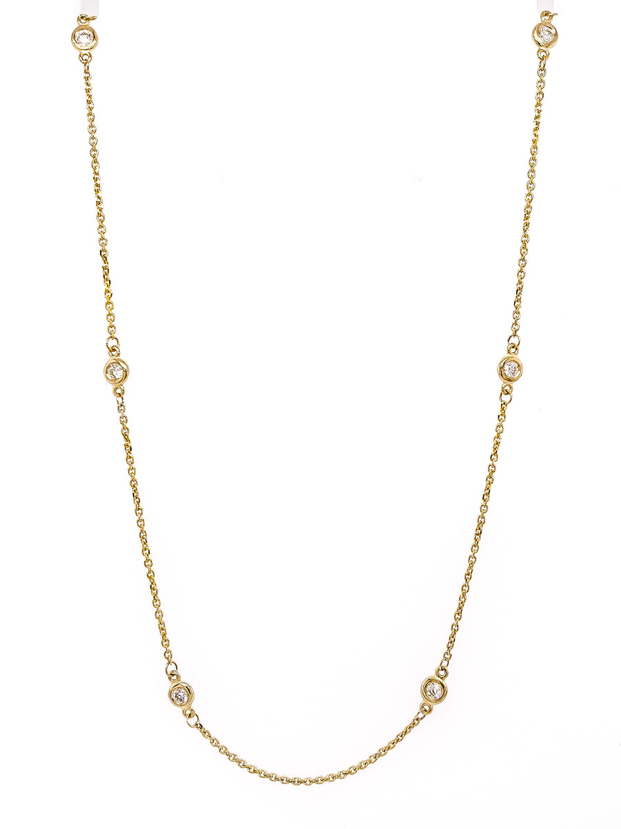 14k Diamond Bezel Station Necklace