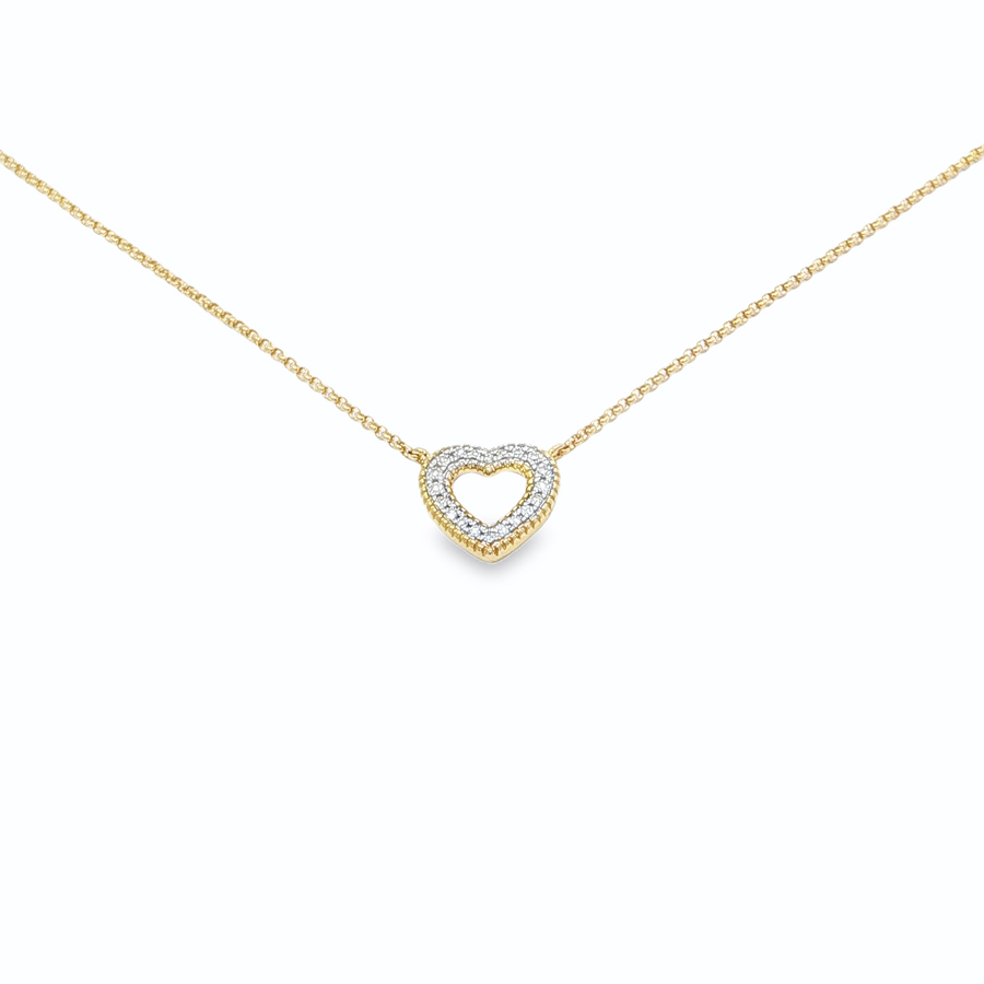 14k Two Toned Diamond Heart Necklace