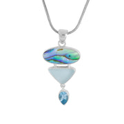 Abalone, Aqua Sea Glass & Blue Topaz Pendant
