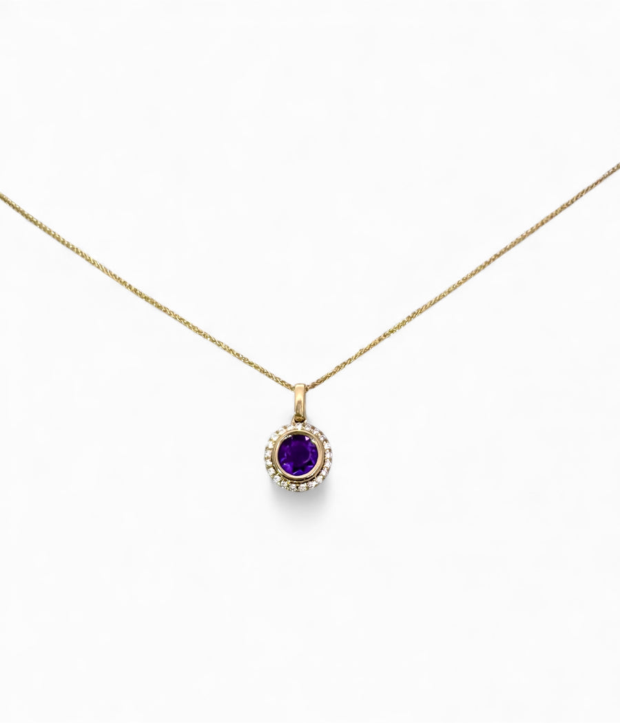 14k Amethyst and Diamond Necklace