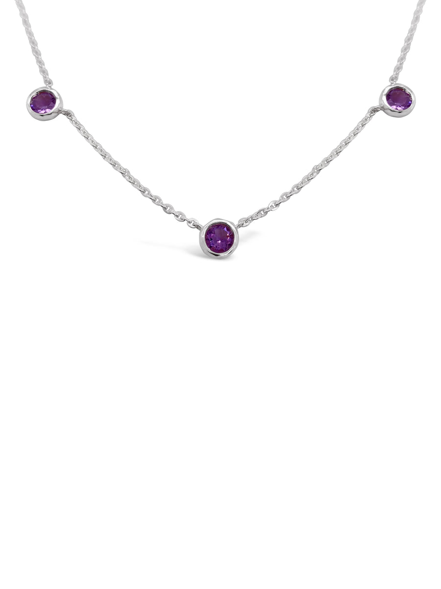 Triple Bezel Stone Necklace
