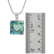 Abalone & Aqua Sea Glass Heart Necklace