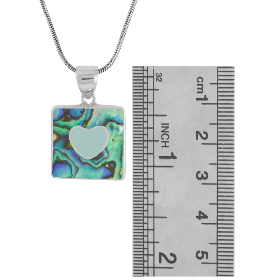 Abalone & Aqua Sea Glass Heart Necklace