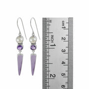 Lavender Sea Glass, Amethyst & Freshwater Pearl French Wire Earrings