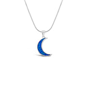 Blue Opal Crescent Moon Necklace