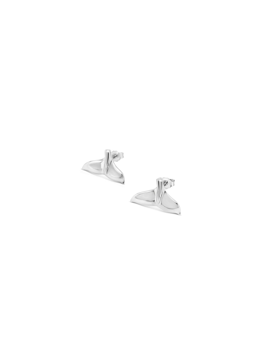 Petite Sterling Silver Whale Tail Post Earrings