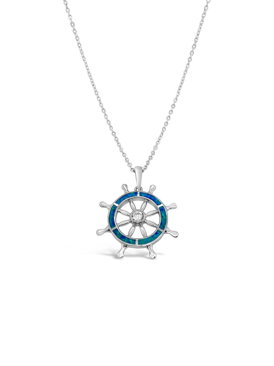 Blue Opal Captain's Helm Necklace