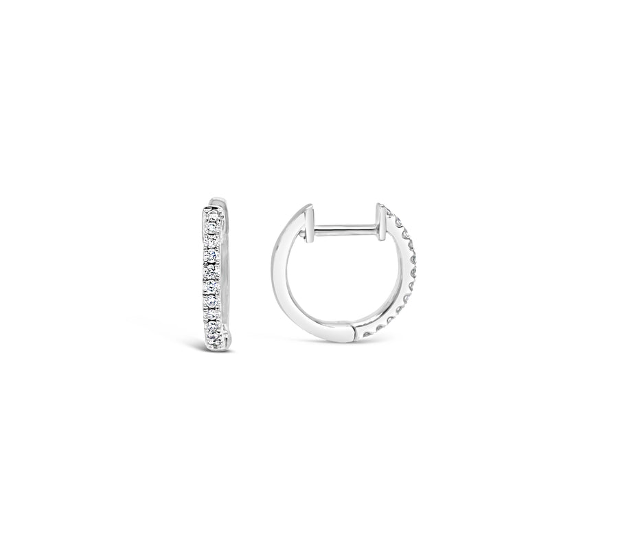 14k Diamond Mini Huggie Hoops