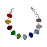 Rainbow Sea Glass Sterling Silver Bracelet