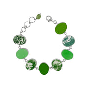 Sea Glass & Pottery Sterling Silver Bezel Bracelet