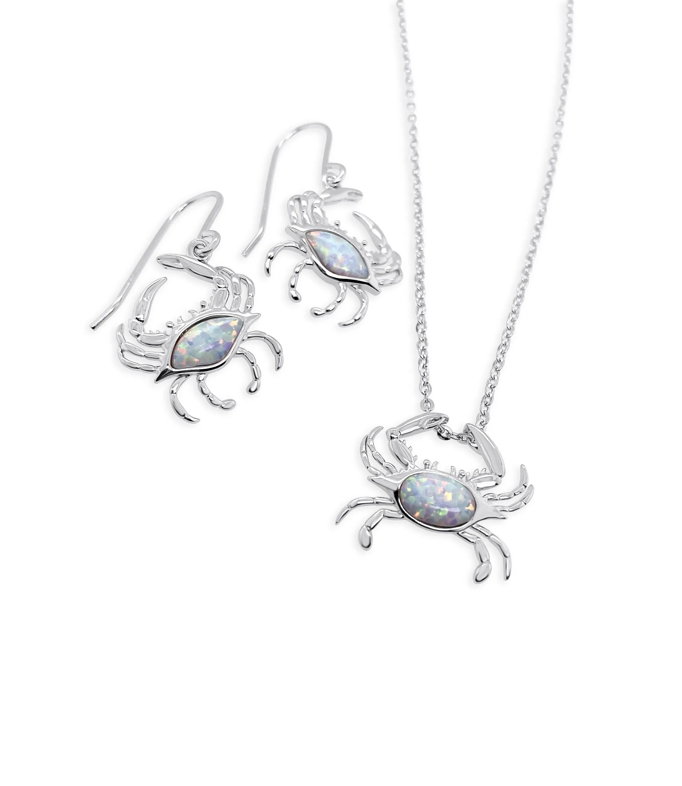 Lab White Opal Crab Necklace