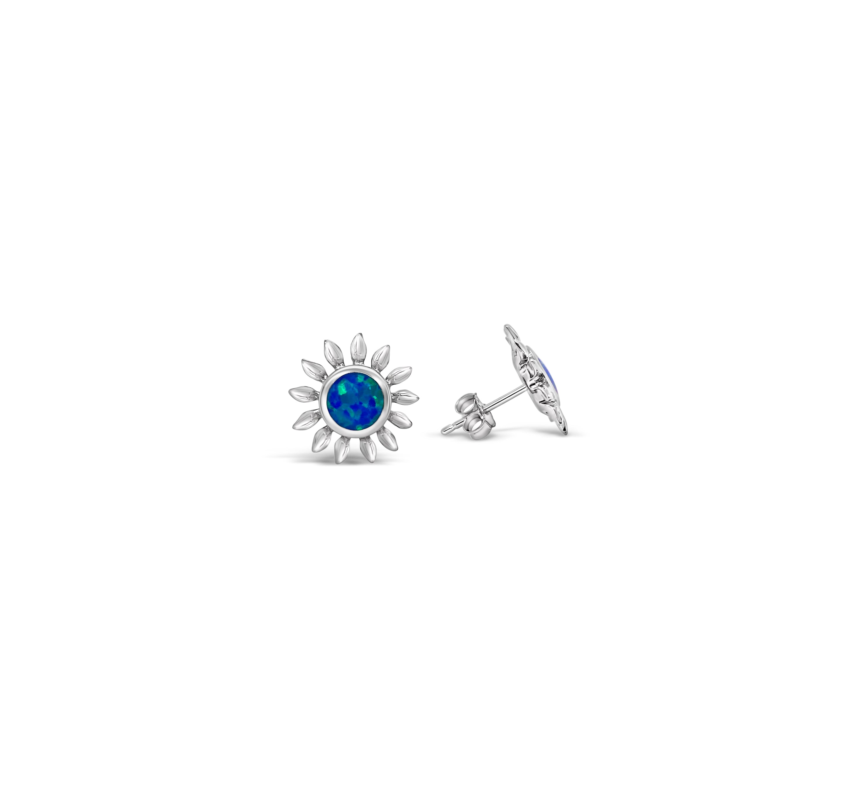 Blue Opal Sun Post Earrings