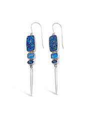 Mermaid Druzy and Blue Topaz Icicle Earrings