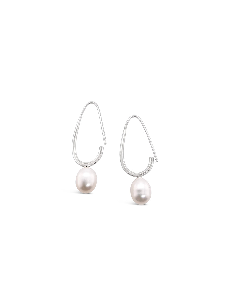 Fresh Water Pearl Elongated Hoops