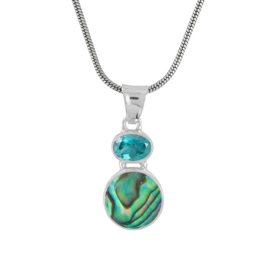 Abalone Glow & Green Quartz Sterling Silver Necklace