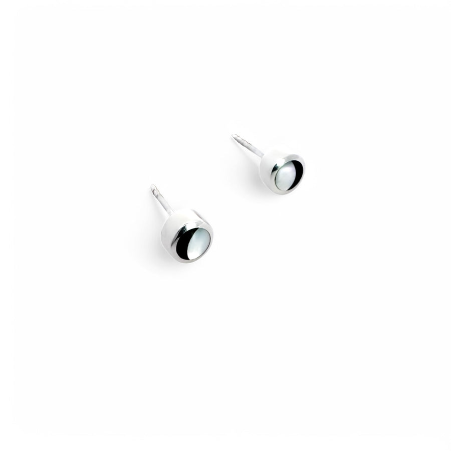 Onyx and Mother of Pearl Crescent Moon Post Earrings