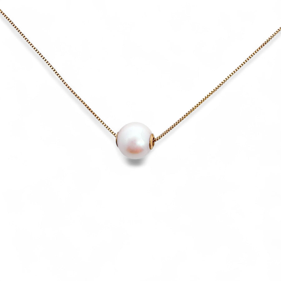 14K Gold Single Akoya Pearl Necklace