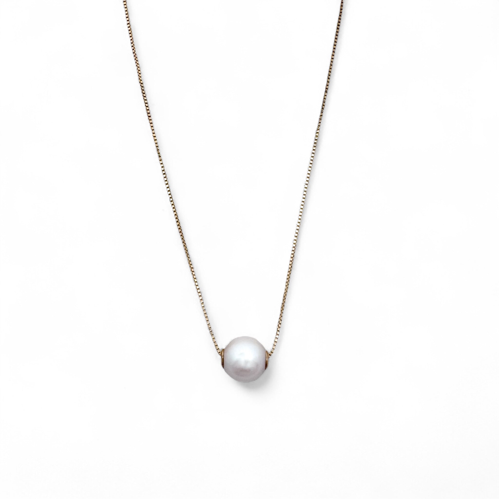 14K Gold Single Akoya Pearl Necklace