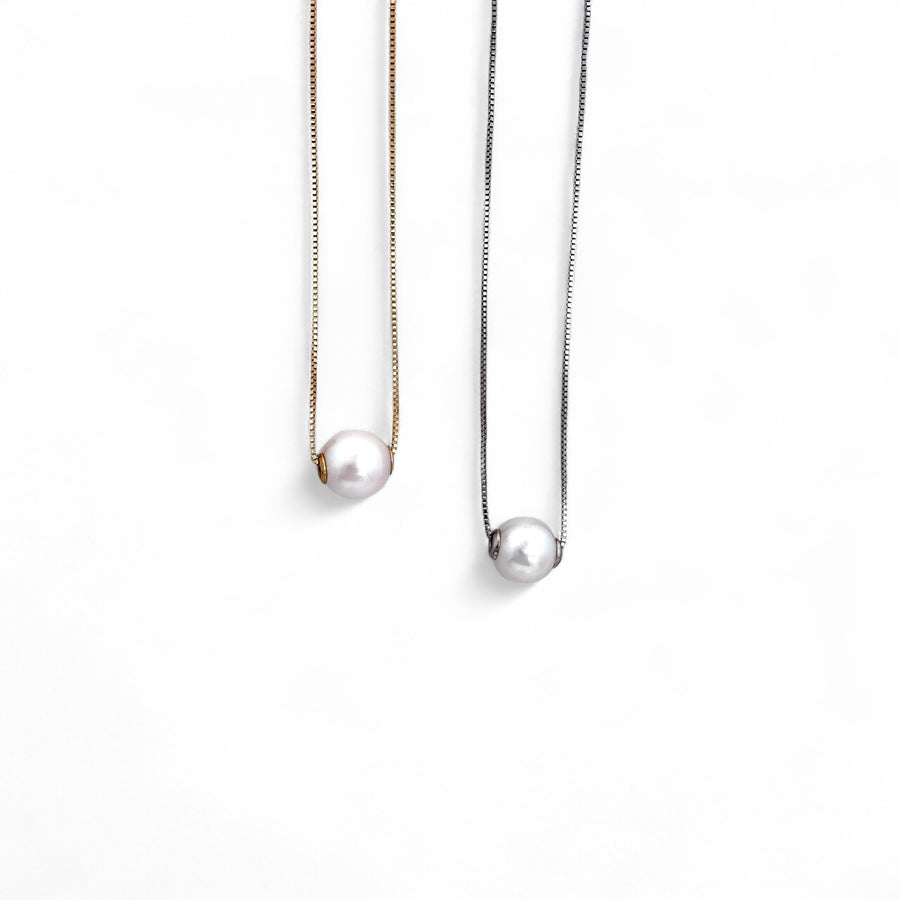 14K Gold Single Akoya Pearl Necklace
