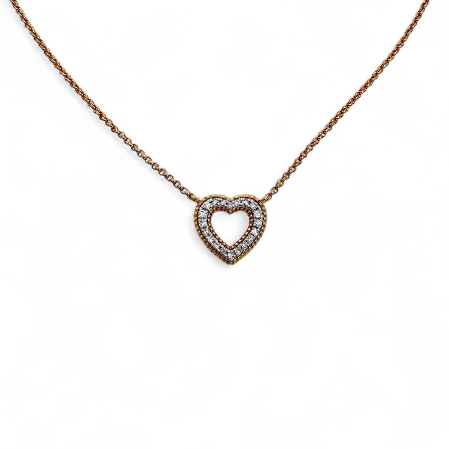 14k Two Toned Diamond Heart Necklace