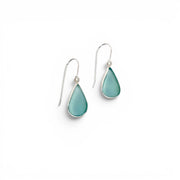 Sterling Silver Aqua Seaglass Teardrop Drop Earrings