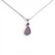 Lavender Sea Glass & Amethyst Teardrop Pendant