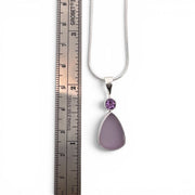 Lavender Sea Glass & Amethyst Teardrop Pendant