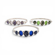 Sea Glass and Pottery Sterling Silver Bracelet