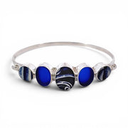 Sea Glass and Pottery Sterling Silver Bracelet
