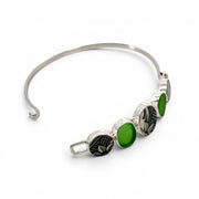 Sea Glass and Pottery Sterling Silver Bracelet