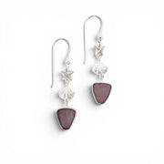 Starfish and Shell Seaglass Dangle Earrings